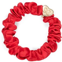 By Eloise London Gold Heart Silk Scrunchie színes Cherry Red