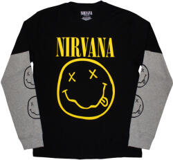 Nirvana Yellow Happy Face (Sleeve Print) Black & Grey M Ing (<![CDATA[NIRVLLST04MBG02]]>)