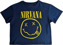 Nirvana Yellow Happy Face Flower Sniffin (Back Print) Denim Blue M Női Ing (NIRVCT07LD02)