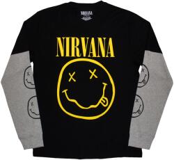 Nirvana Yellow Happy Face (Sleeve Print) Black & Grey XL Ing (<![CDATA[NIRVLLST04MBG04]]>)