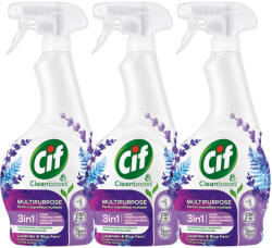 Cif 3in1 Multipurpose Levendula & Kékpáfrány spray (3x500 ml) + AJÁNDÉK Cif súrolókrém