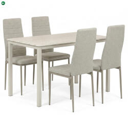 Artium 4 személyes étkezőszett szürke székekkel és travertin asztallal 110x70x75 cm ASE-1039 CRM2