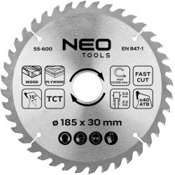 NEO TOOLS Körfűrészlap keményfém fogakkal, 185x30mm, 40 fog (55-600) - szerszamparadicsom