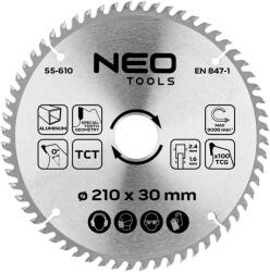 NEO TOOLS Körfűrészlap alu-hoz, keményfém fogakkal, 210x30mm, 100 fog (55-610)