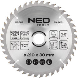 NEO TOOLS Körfűrészlap, keményfém fogakkal, 210x30mm, 40 fog (57-683) - szerszamparadicsom