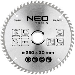 NEO TOOLS Körfűrészlap alu-hoz, keményfém fogakkal, 250x30mm, 100 fog (55-611)
