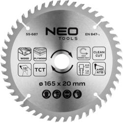 NEO TOOLS Körfűrészlap merülőfűrészhez keményfém fogakkal, 165x1.4x2.0x20 mm, 48 fog (55-687) - szerszamparadicsom