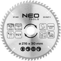 NEO TOOLS Körfűrészlap keményfém fogakkal, 216x30mm, 60 fog (57-681)