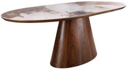 Invicta interior Masa de dining UNIQUE 160-200cm extensibila, blat ceramic cu aspect de lemn de nuc, aspect de piatra naturala (47676)