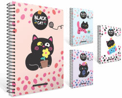 GIPTA Spirálfüzet A/6 Vonalas 80 Lapos Black Cat Vegyes Mintákban (BP150902670)