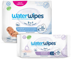 WaterWipes Nedves Törlőkendő Csomag 4x60db + Soothing Clean Levendulás Törlőkendő 60db (19701)