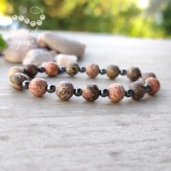 Kristály Jóga Shop Leopárd jáspis 8 mm-es ásvány karkötő, hematittal