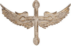 Clayre & Eef Decoratiune perete Cruce si Aripi Inger lemn bej auriu 48x3x31 cm (6H2384deco)