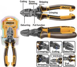 INGCO Cleste multifunctional 6 in 1, 20cm, Cr-V, dezizolare, sertizare, taiere cabluri (HMFDCP28200) - dauto Cleste