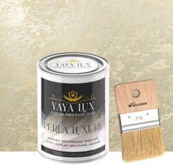 Torodecor Vopsea Decorativă Perla Luxury Bej Șampanie 1L cu fulgi perlați - Pensulă inclusă (PLP1011)