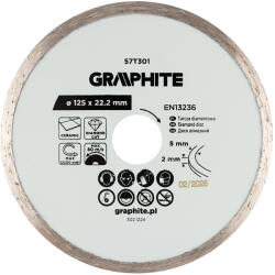 GRAPHITE Disc de taiere diamantat, 125 x 22, 2 mm, taiere umeda 57T301 (57T301) Disc de taiere