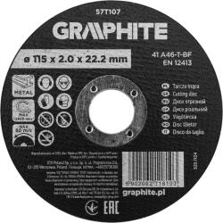 GRAPHITE Disc de taiere, corindon, pentru metal 115 x 2.0 x 22.2 mm, 41 A46-T-BF 57T107 (57T107) Disc de taiere