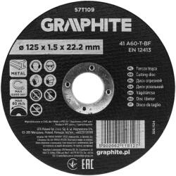 GRAPHITE Disc de taiere, corindon, pentru metal 125 x 1.5 x 22.2 mm, 41 A60-T-BF 57T109 (57T109) Disc de taiere