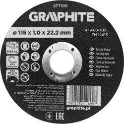 GRAPHITE Disc de taiere, corindon, pentru metal 115 x 1.0 x 22.2 mm, 41 A60-T-BF 57T105 (57T105) Disc de taiere