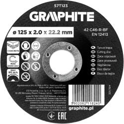 GRAPHITE Disc de taiere, corindon, pentru beton, convex 125 x 2.0 x 22.2 mm, 42 C46-R-BF 57T123 (57T123) Disc de taiere