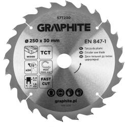 GRAPHITE Disc fierastrau circular cu varfuri HM 250 x 30mm, 24 dinti 57T230 (57T230) Disc de taiere
