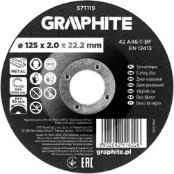 GRAPHITE Disc de taiere, corindon, pentru metal, convex 125 x 2.0 x 22.2 mm, 42 A46-T-BF 57T119 (57T119) Disc de taiere
