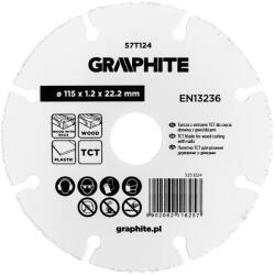 GRAPHITE Disc de taiere, lama TCT, pentru lemn (cu/fara cuie), plastic 115 x 1.2 x 22.22 mm 57T124 (57T124) Disc de taiere