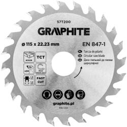 GRAPHITE Disc fierastrau circular cu varfuri HM 115 x 22.23 mm, 24 dinti 57T200 (57T200) Disc de taiere