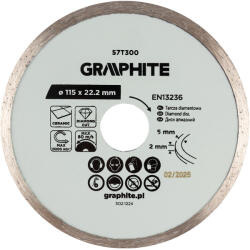 GRAPHITE Disc de taiere diamantat, 115 x 22, 2 mm, taiere umeda 57T300 (57T300) Disc de taiere