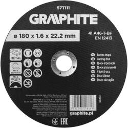 GRAPHITE Disc de taiere, corindon, pentru metal 180 x 1.6 x 22.2 mm, 41 A46-T-BF 57T111 (57T111) Disc de taiere