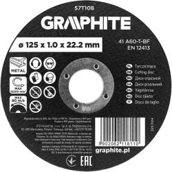 GRAPHITE Disc de taiere, corindon, pentru metal 125 x 1.0 x 22.2 mm, 41 A60-T-BF 57T108 (57T108) Disc de taiere