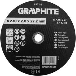 GRAPHITE Disc de taiere, corindon, pentru metal 230 x 2.0 x 22.2 mm, 41 A46-S-BF 57T112 (57T112) Disc de taiere