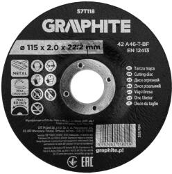 GRAPHITE Disc de taiere, corindon, pentru metal, convex 115 x 2.0 x 22.2 mm, 42 A46-T-BF 57T118 (57T118) Disc de taiere