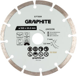 GRAPHITE Disc de taiere diamantat, segmentat, 150 x 22, 2 mm, taiere uscata 57T309 (57T309) Disc de taiere