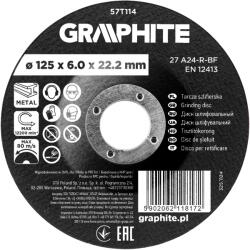 GRAPHITE Disc de slefuire, corindon, pentru metal 125 x 6.0 x 22.2 mm, 27 A24-R-BF, convex 57T114 (57T114) Disc de taiere