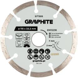 GRAPHITE Disc de taiere diamantat, segmentat, 115 x 22, 2 mm, taiere uscata 57T305 (57T305) Disc de taiere