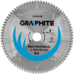 GRAPHITE Panze (disc) ferastrau circular cu varfuri vidia, 254 x 30 mm, 80 de dinti, universal 55H548 (55H548)