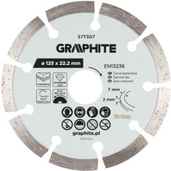 GRAPHITE Disc de taiere diamantat, segmentat, 125 x 22, 2 mm, taiere uscata 57T307 (57T307) Disc de taiere