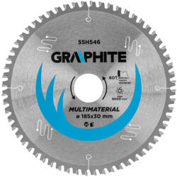 GRAPHITE Panze (disc) ferastrau circular cu varfuri vidia, 185 x 30 mm, 60 de dinti, universal 55H546 (55H546)
