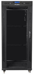 Lanberg 19 szabadon álló rack szekrény 27U/800X1200 üvegajtó, lapraszerelt, LCD kijelző, fekete (FF01-8227-12BL) - cyberdepo