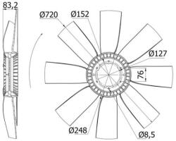 MAHLE Paleta ventilator, racire motor MAHLE CFW 12 000S (CFW 12 000S)