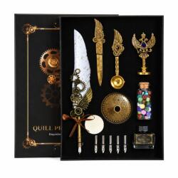 MindBlower Set Elegant de scris, cu Pana alba si Accesorii Vintage, 29 x 21 x 4 cm, un kit complet care aduce un omagiu rafinamentului si elegantei de alta data (4303)