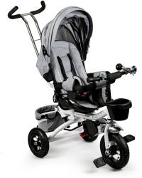 ECOTOYS Tricicletă rotativă 360° Gri Delux cu baldachin ECOTOYS