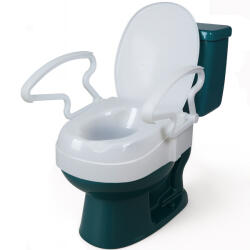 Linomag Inaltator WC cu Capac si Manere Rabatabile, Linomag®, 3 Niveluri de Inaltime, Sistem de Prindere Reglabil pentru Vasul de Toaleta, Alb Optic (iwcao)