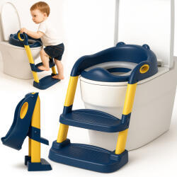 Linomag Reductor WC pentru Copii cu Scarita, Linomag®, Plabil, 38 x 40 x 47 cm, Albastru / Galben (rwcia)