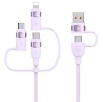 USAMS U85 töltőkábel 5in1 (Type-C/USB - Type-C/lightning/microUSB, 100W, PD gyorstöltő, 120cm) LILA (157007)