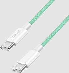 LogiLink USB 2.0 Type-C kábel, C/M - C/M, 480 Mbps, 60W, nejlon, zöld, 1 m (CU0347) - primanet
