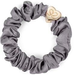 By Eloise London Silk Scrunchie Gold Heart Elastice de păr pentru femei culoare Grey