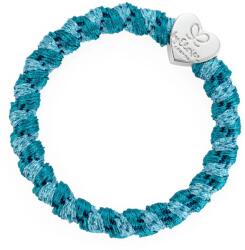 By Eloise London Woven Silver Heart Elastice de păr pentru femei culoare Mosaic Blue