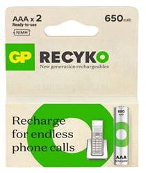 GP Batteries RECYKO elem AAA, újratölthető, 2db/csomag (GPRCK65AAA680C2) (GPRCK65AAA680C2)